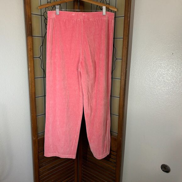 Talbots Petite Vintage Pink Velvet Drawstring Straight Leg Plants Size L - Picture 2 of 10